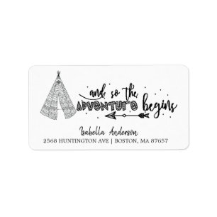 Tribal Teepee Adventure Baby Shooting Address Labe Adressaufkleber