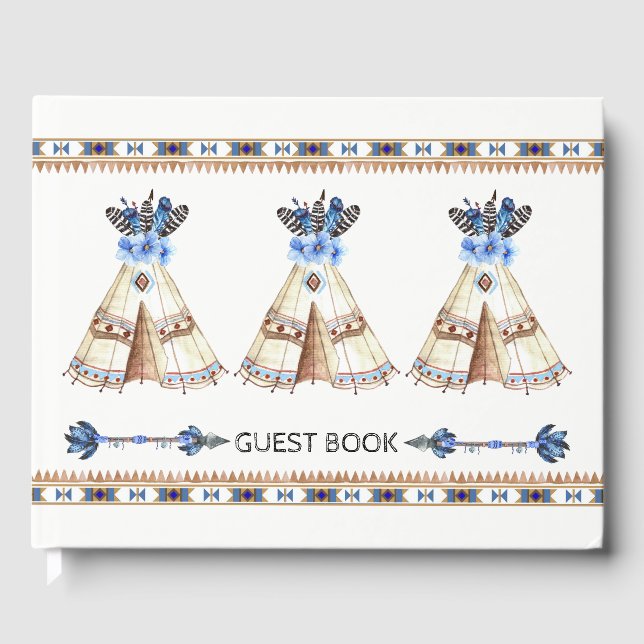 Tribal Teepee Baby Shooting Guest Book Gästebuch (Vorderseite)