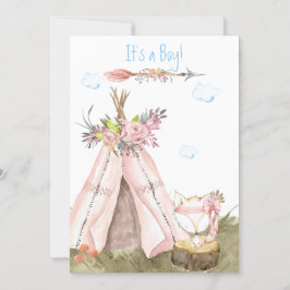 *~* Tribal Teepee Boho Woodland Fox Forest Boy Einladung
