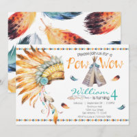 Tribal Teepee Pow Wow Geburtstagsparty Einladung