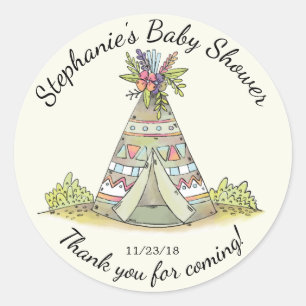 Tribal Teepee Wild Baby Shower Fevor Sticker