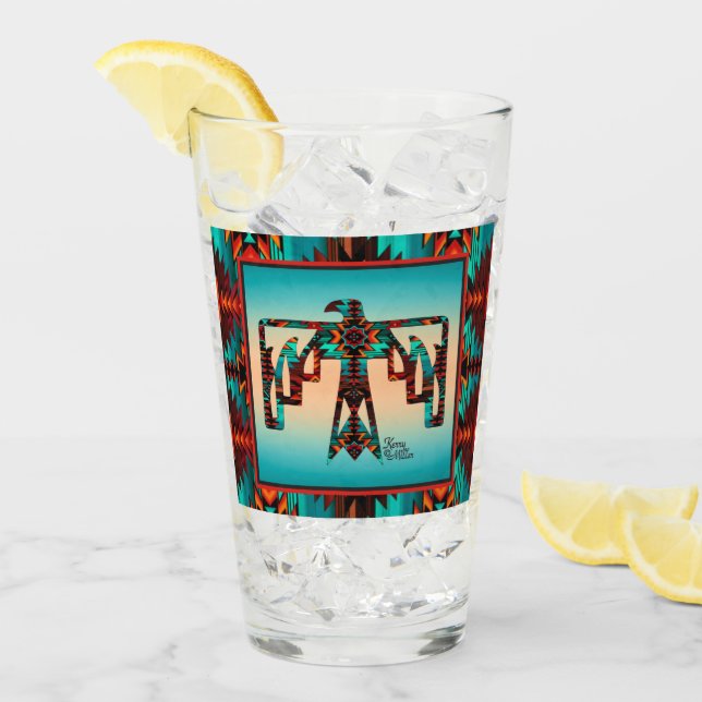 Tribal Thunderbird Glass Cup Glas (Vorderseite Ice)