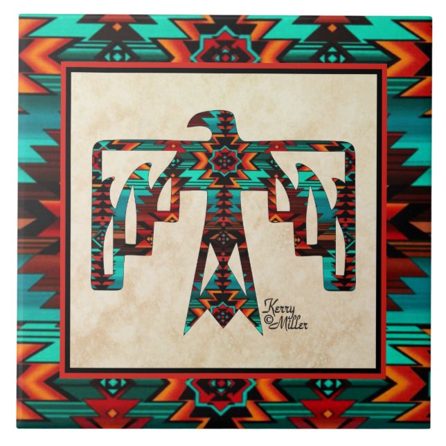 Tribal Thunderbird Keramik Tile Fliese (Vorderseite)