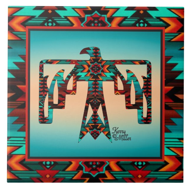 Tribal Thunderbird Keramik Tile Fliese (Vorderseite)