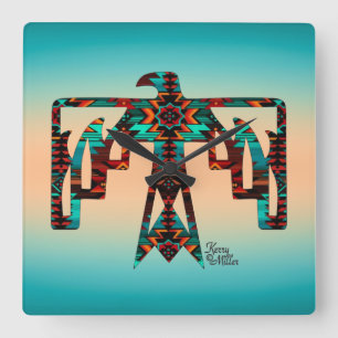 Tribal Thunderbird Wall Clock Quadratische Wanduhr