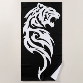 Tribal Tiger Minimales Schwarz-Weiß-Design Strandtuch