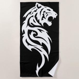 Tribal Tiger Minimales Schwarz-Weiß-Design Strandtuch