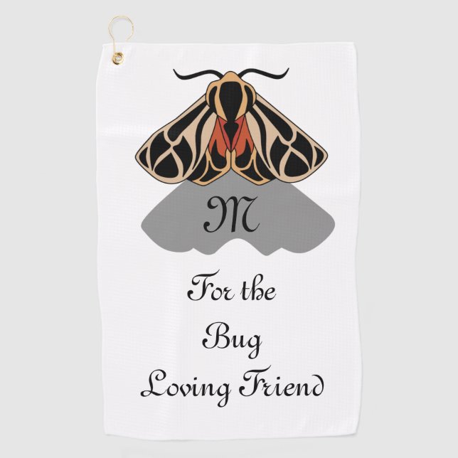 Tribal Tiger Moth Monogram Golfhandtuch (Vorderseite)