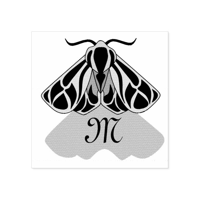 Tribal Tiger Moth Monogram Gummistempel (Prägung)