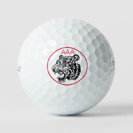TRIBAL TIGER ROARING CUSTOM MONOGRAM GOLFBALL