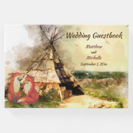 Tribal Tipi und Füchse in Liebe Boho Teepee Weddin Gästebuch