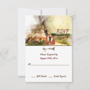 Tribal Tipi und Füchse in Liebe Boho Teepee Weddin RSVP Karte