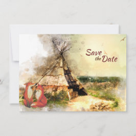 Tribal Tipi und Füchse in Liebe Boho Teepee Weddin Save The Date