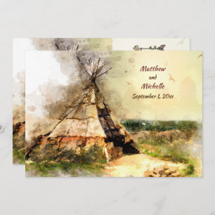Tribal Tipi und Heart Arrow Boho Teepee Wedding Einladung