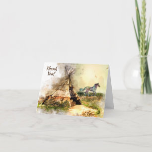 Tribal Tipi und Indian Pony Boho Pferd Teepee Dankeskarte