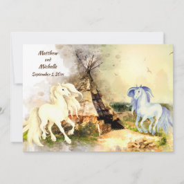 Tribal Tipi und Pferde in Liebe Boho Teepee Weddin Einladung