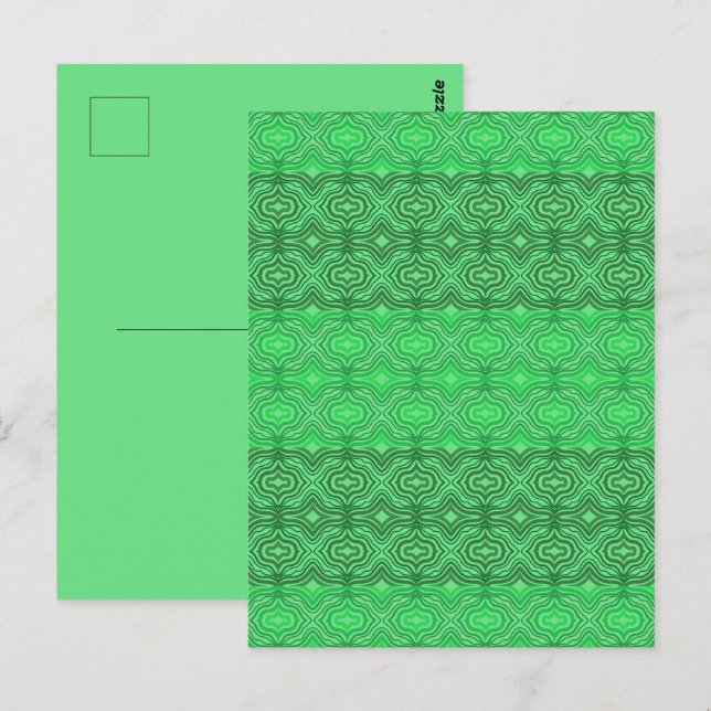 Tribal Tropical Wavy Green Lines Geometrie Art Postkarte (Vorne/Hinten)