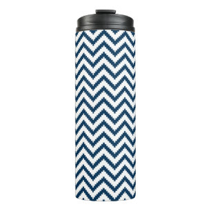 Tribal Tumbler, Navy Blue und White Zickzack Thermosbecher