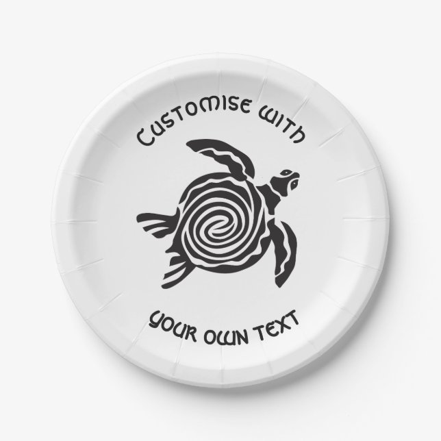 Tribal Turtle Design Custom Text Pappteller (Vorderseite)