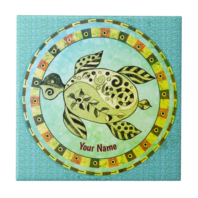 Tribal Turtle Fliese (Vorderseite)