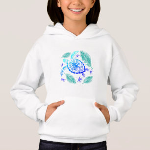 Tribal Turtle mit Palm-Blätter Hoodie