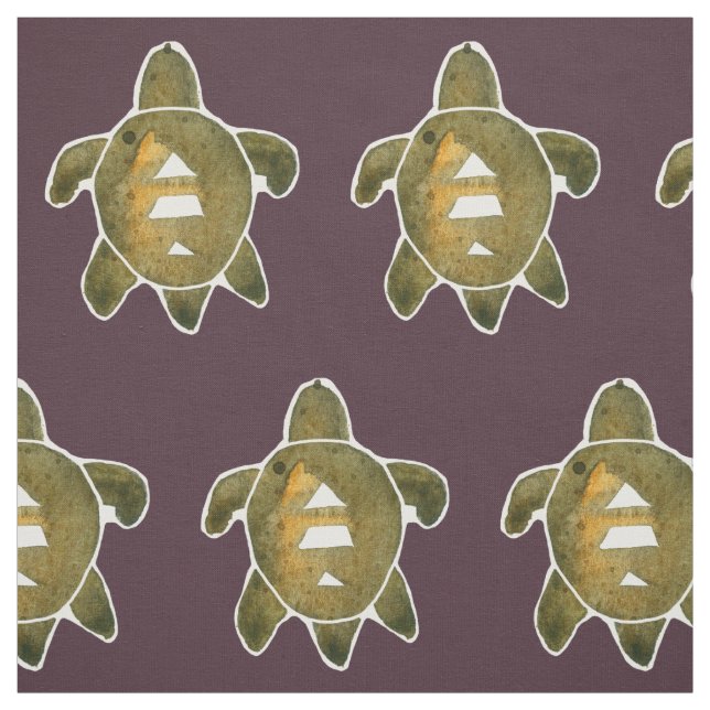 Tribal Turtle Petroglyph Art Burgund Rot Stoff (Muster)