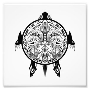 Tribal Turtle Shield Tattoo Fotodruck