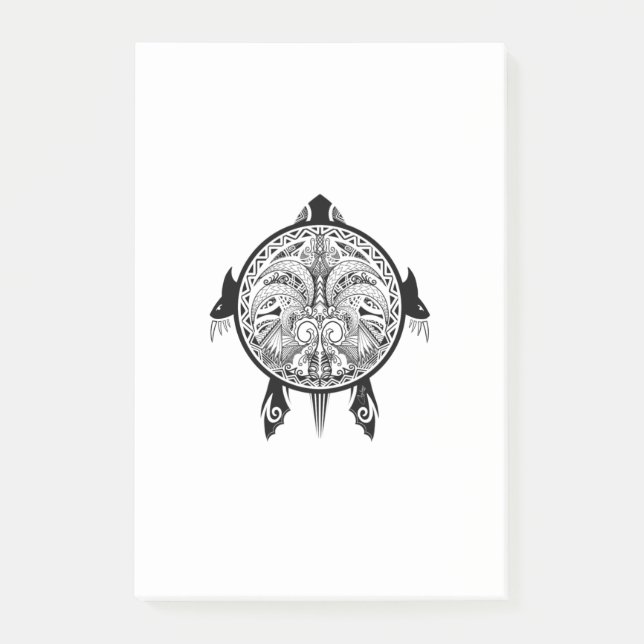 Tribal Turtle Shield Tattoo Post-it Klebezettel (Vorderseite)