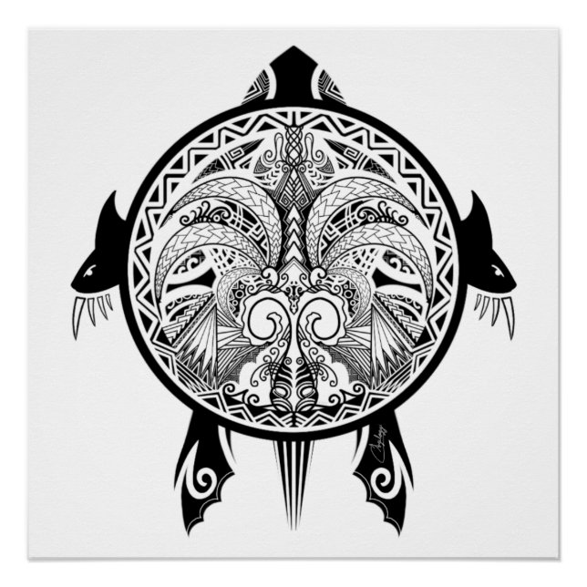 Tribal Turtle Shield Tattoo Poster (Vorderseite)