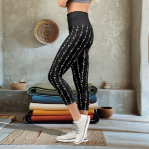 Tribal-Uhu-Skelett-Schlüssel Schwarz-Weiß-Gotik Capri Leggings