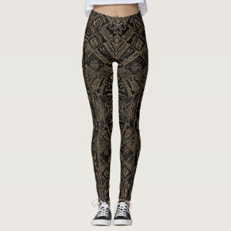 Tribal Vibe Black und Tan Print Leggings