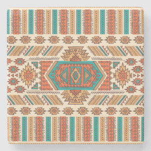 Tribal Vintage: Ethnisches nahtloses Muster Steinuntersetzer