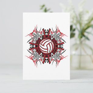 Tribal Volleyball Mandala Rot und Schwarze Sport Einladung