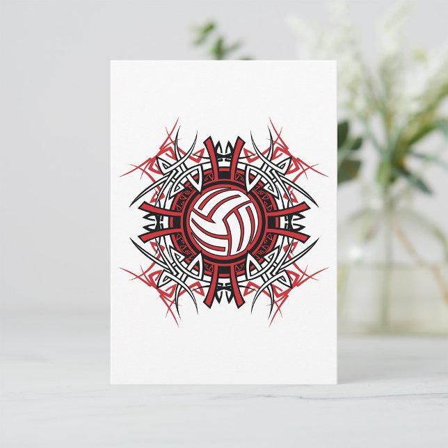 Tribal Volleyball Mandala Rot und Schwarze Sport Einladung (Von Creator hochgeladen)