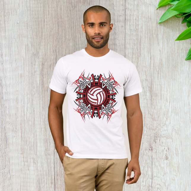 Tribal Volleyball Mandala Rot und Schwarze Sport T-Shirt (Von Creator hochgeladen)