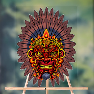 Tribal Warrior King Ritual Mask Acrylschild