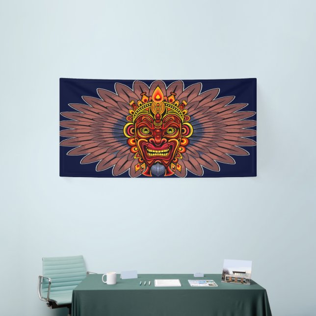 Tribal Warrior King Ritual Mask Banner (Messeveranstaltung)
