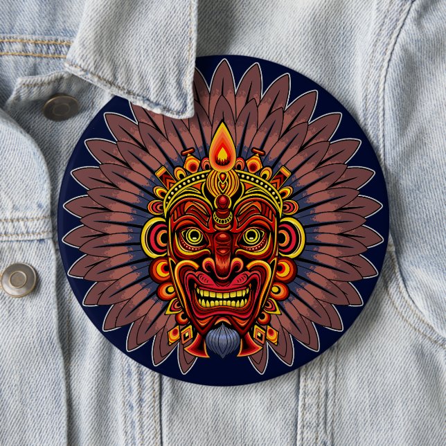 Tribal Warrior King Ritual Mask Button (Beispiel)