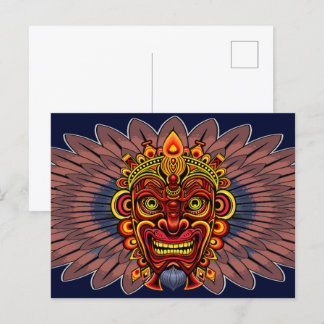 Tribal Warrior King Ritual Mask Feiertagspostkarte