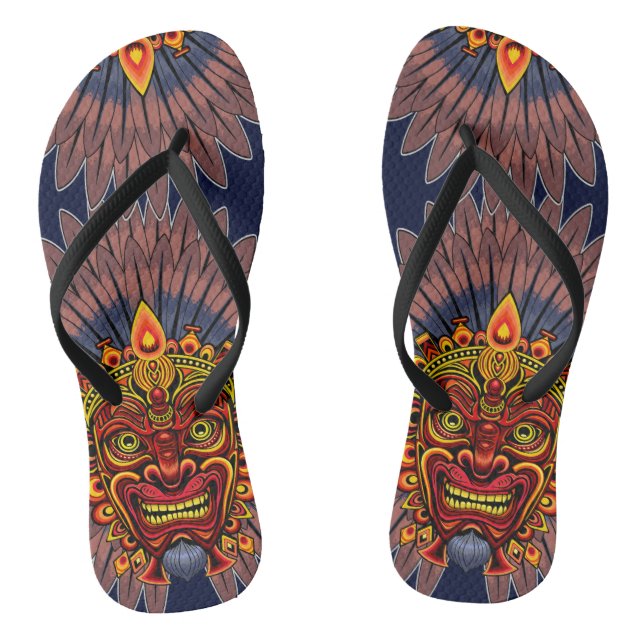 Tribal Warrior King Ritual Mask Flip Flops (Fußbett)