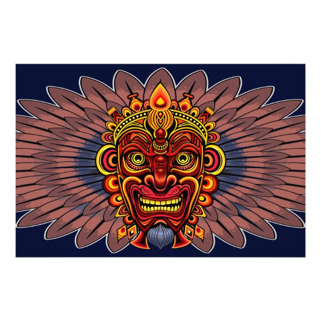 Tribal Warrior King Ritual Mask Fotodruck (Vorne)