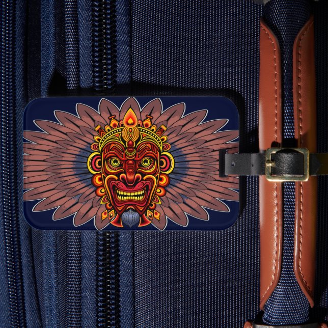 Tribal Warrior King Ritual Mask Gepäckanhänger (Vorderseite Insitu 4)