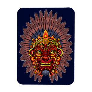 Tribal Warrior King Ritual Mask Magnet