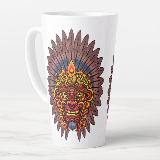 Tribal Warrior King Ritual Mask Milchtasse (Linke Ecke)