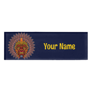Tribal Warrior King Ritual Mask Namenschild