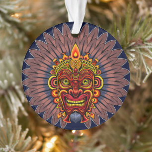 Tribal Warrior King Ritual Mask Ornament