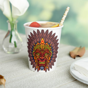 Tribal Warrior King Ritual Mask Pappbecher