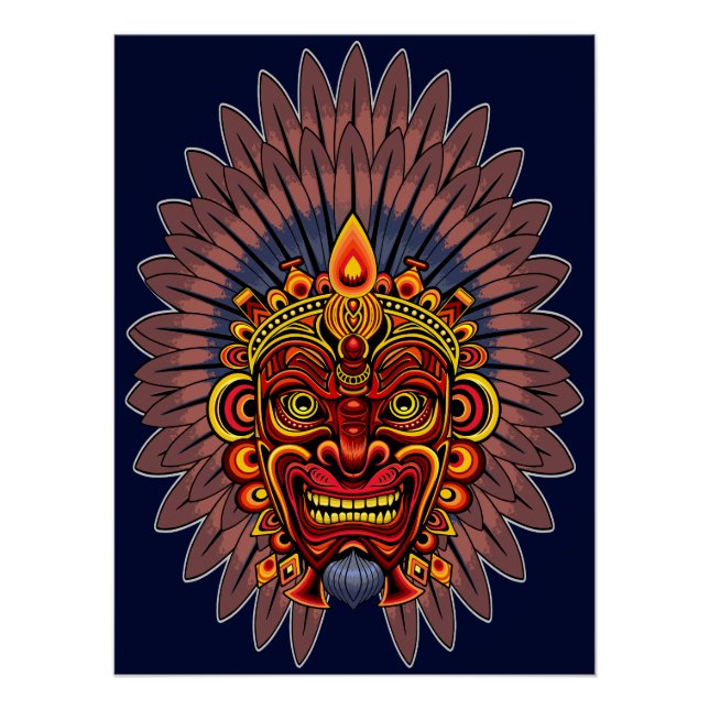 Tribal Warrior King Ritual Mask Poster (Vorderseite)