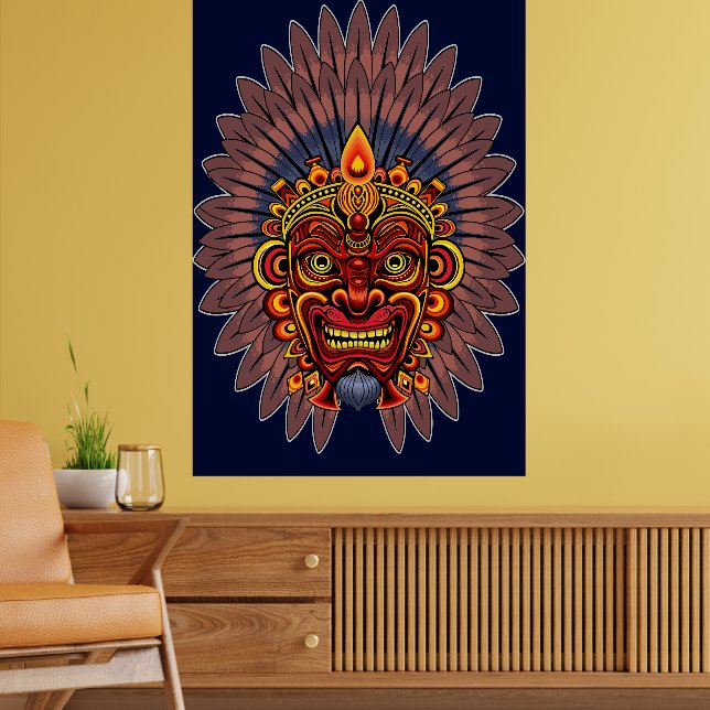 Tribal Warrior King Ritual Mask Poster (Wohnzimmer 2)