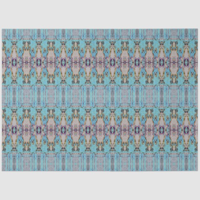 Tribal Western Blaues Aquamarines Kunstmuster Bull Seidenpapier (Vorderseite)